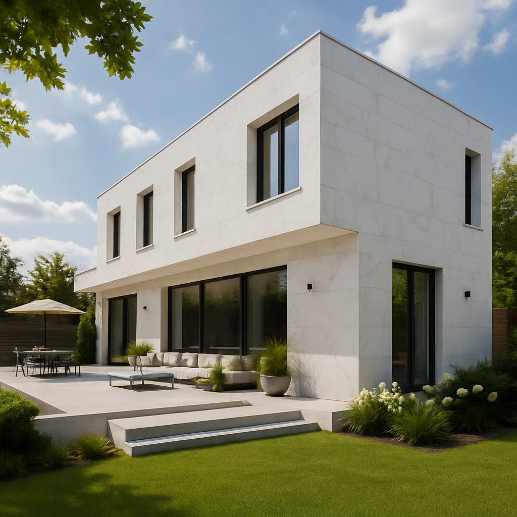 5143 White Attica — Elewacje i ogrody