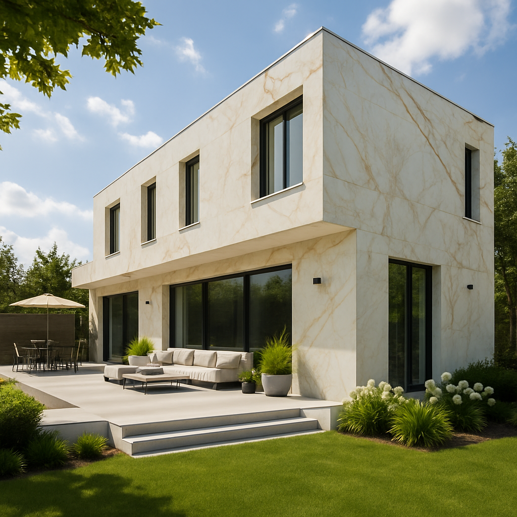 Marble Calacatta Gold A — Elewacje i ogrody