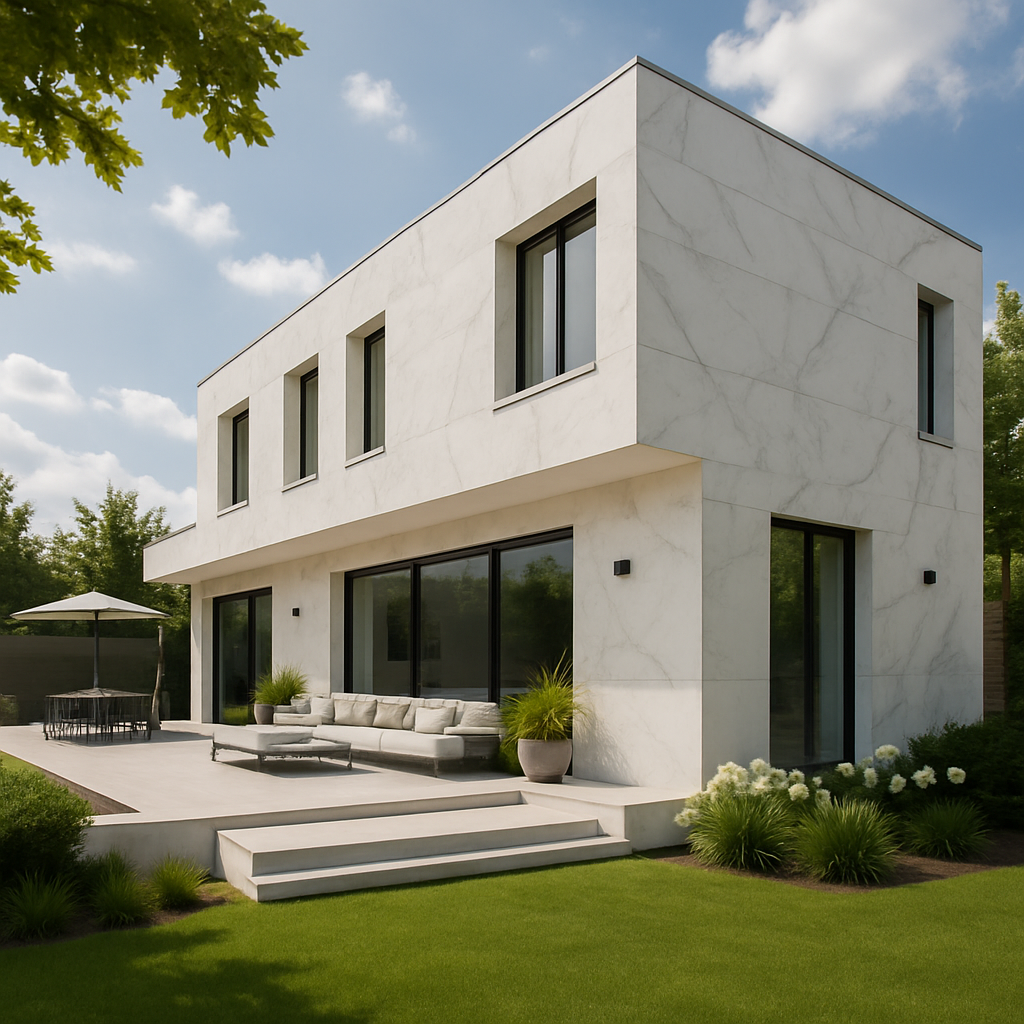 Marble Statuario A — Elewacje i ogrody