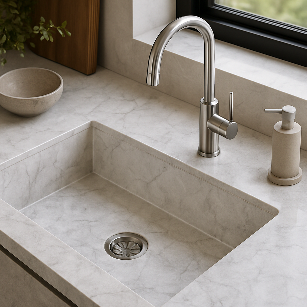 7970 Calacatta Troyes — Zlewozmywaki