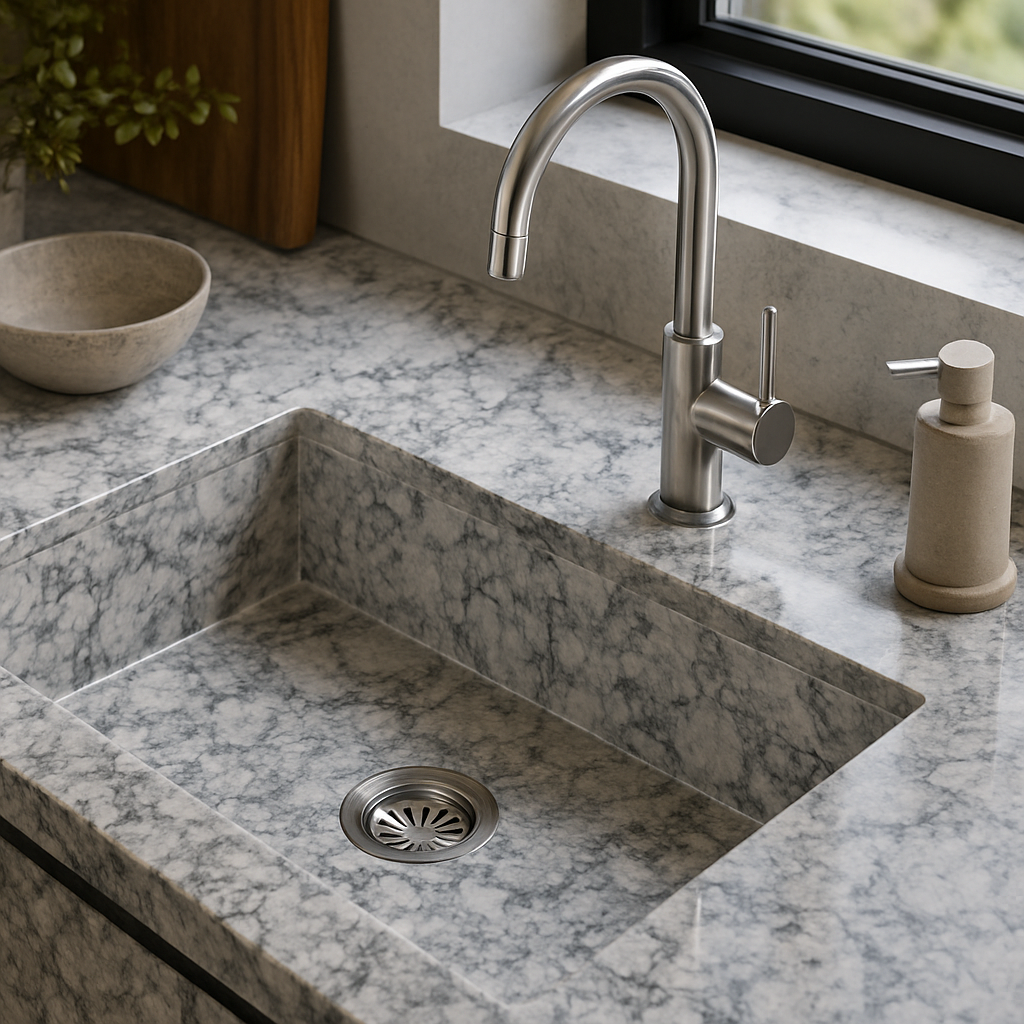 9070 Arabescato Alencon — Zlewozmywaki