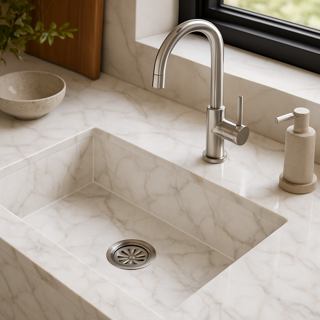 Marble Calacatta Gold A — Zlewozmywaki