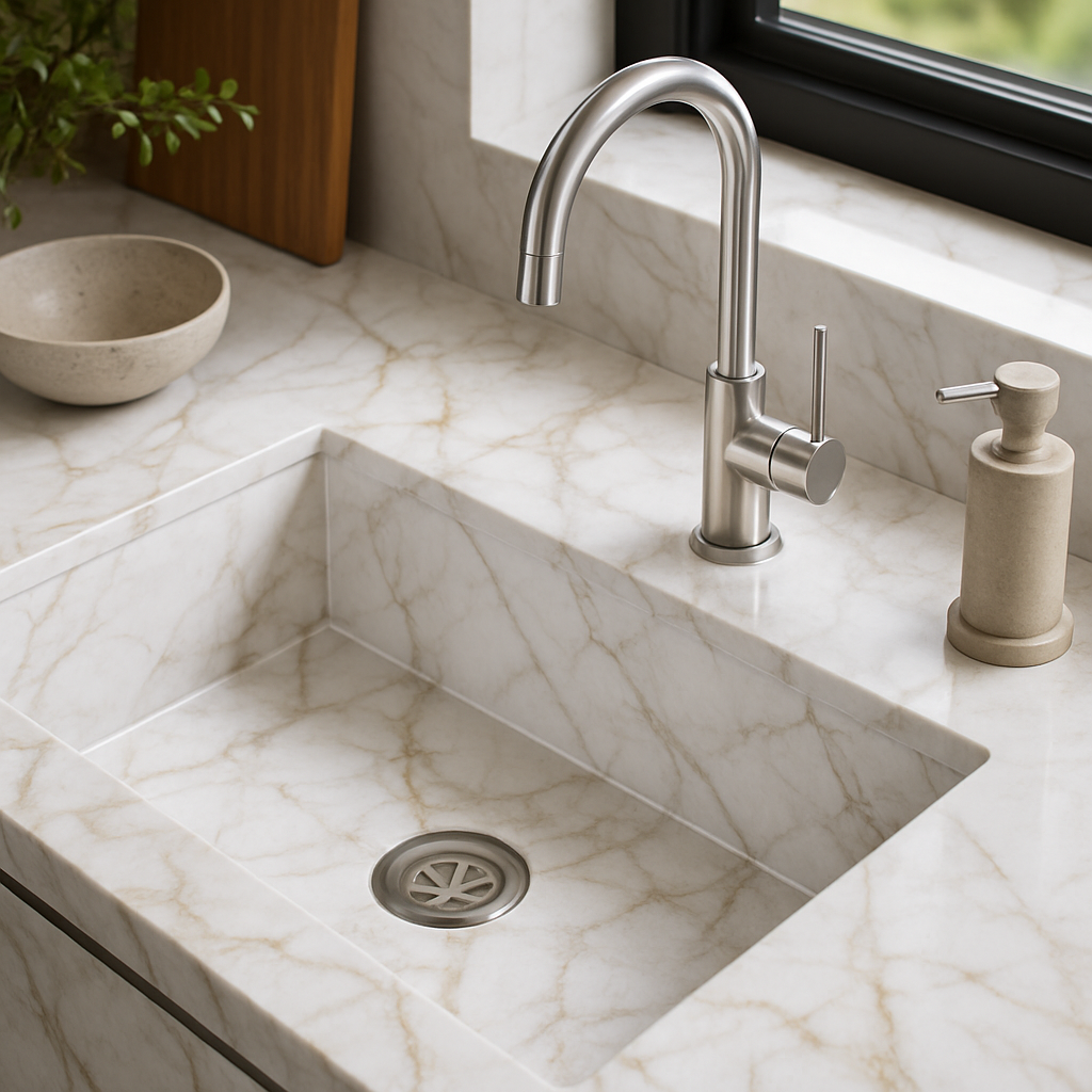 Marble Calacatta Gold B — Zlewozmywaki